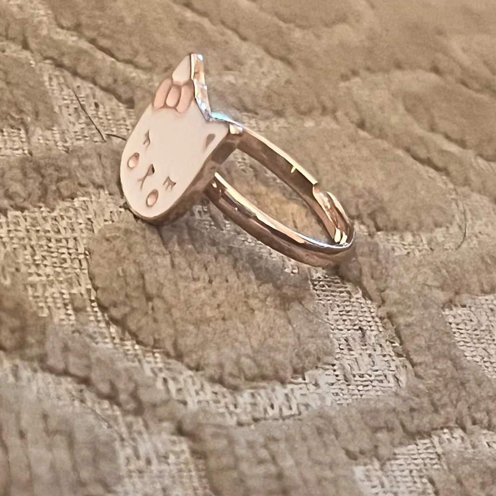 (kids) 🎉Rose Gold Cat Heart Star Crystal Charm Bracelet & Cat Ring